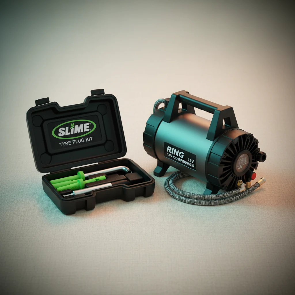Slime Tyre Plug Kit + Ring 12V Compressor